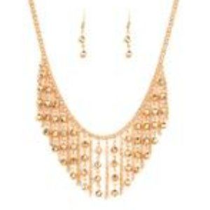 Paparazzi Rebel Remix Gold Necklace and Earring Set